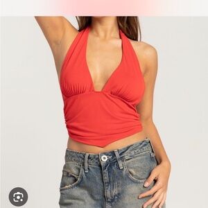 Urban Outfitters Red Halter Neck Top